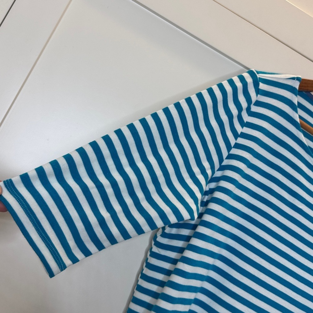 Lands' End Blue and White Striped Long Sleeve Tee Large - Picture 4 of 9